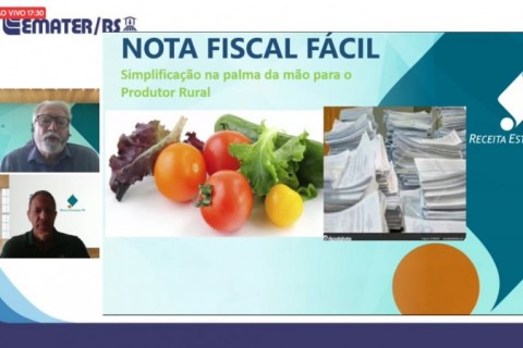 Em live da Emater, Receita Estadual atualiza produtores rurais sobre o uso da Nota Fiscal Eletrônica e o aplicativo Nota Fiscal