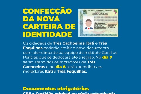 Moradores de três cidades do Litoral Norte poderão emitir nova Carteira de Identidade