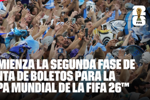 A segunda fase de vendas de ingressos para a Copa do Mundo da FIFA™ 2026 começou.