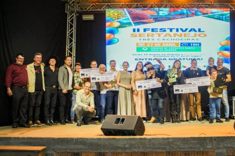Três Cachoeiras premia vencedores do 2º Festival Sertanejo com R$10 mil