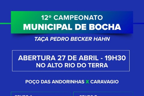 Três Cachoeiras abre 12º Campeonato Municipal de Bocha no dia 27 de abril